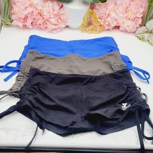 Kipro Women's Athletic Sport Shorts In Black Gray and Blue Bundle of 3 Sz M